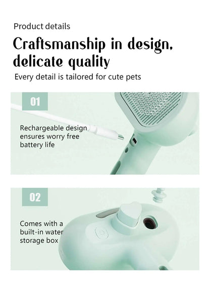 Steamy Pet Brush – Shedding Comb With Water Tank