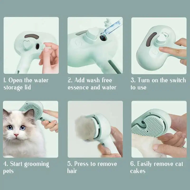 Steamy Pet Brush – Shedding Comb With Water Tank