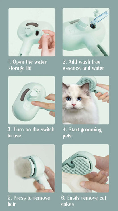 Steamy Pet Brush – Shedding Comb With Water Tank